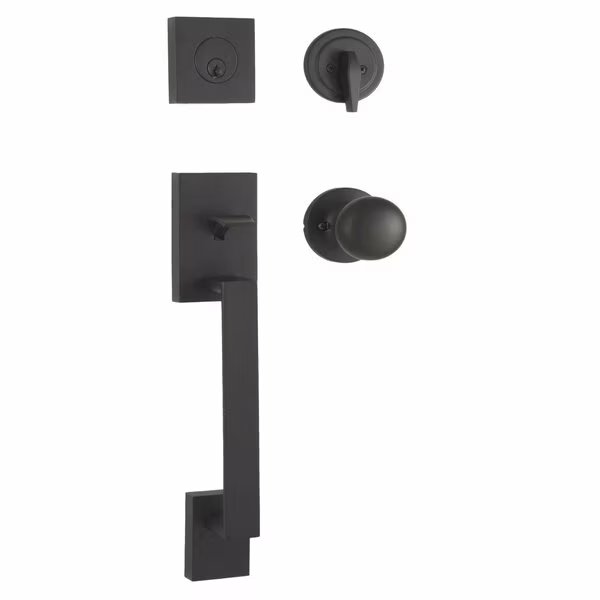 Bailey Single Cylinder Handleset with Salem Knob Matte Black Finish, Weslock, Mfr#: 02840-2S2FR2D